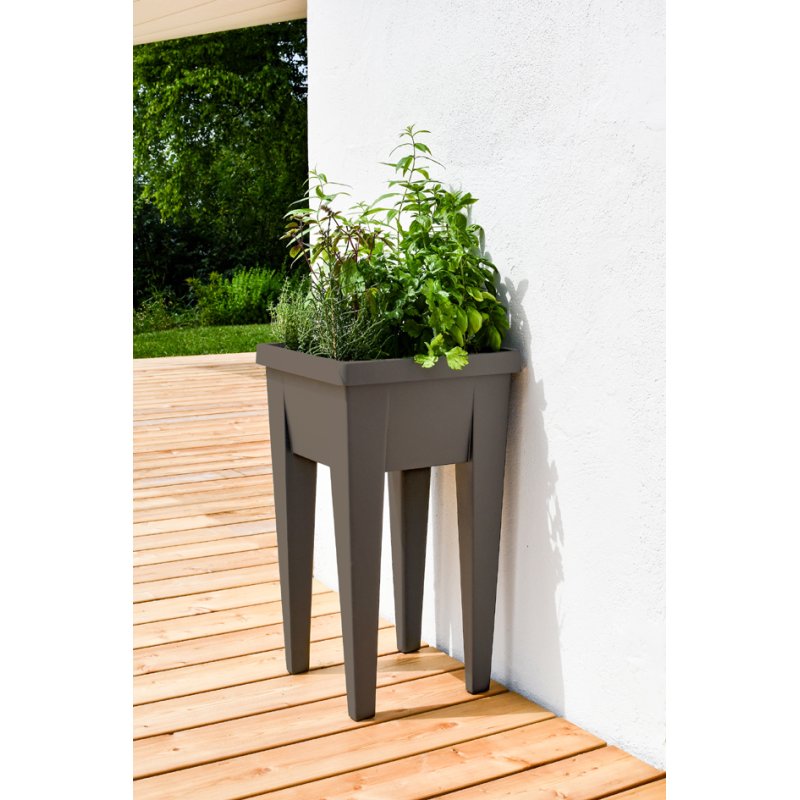 EDA verhoogde plantenbak VEG&Table Aromatique, antraciet, 385×385×680 mm, 23 liter